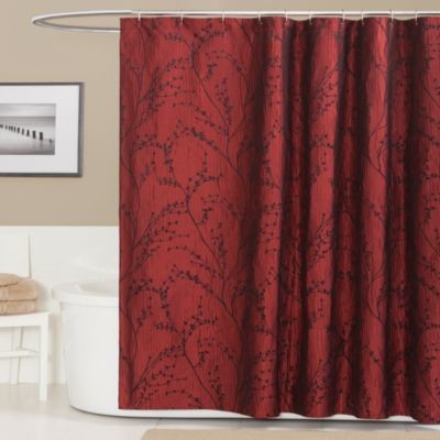 Flower Texture Shower Curtain in Red