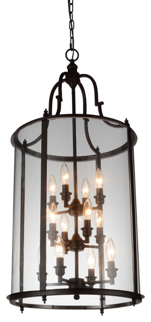 CWI LIGHTING 9809P17-12-109-A 12 Light Drum Shade Chandelier