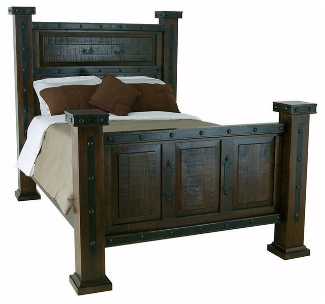 Southwestern Rustic Mansion Bed Queen Size Rustic Panel Beds by