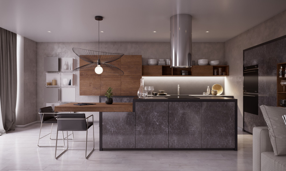 Кухня из керамики под камень