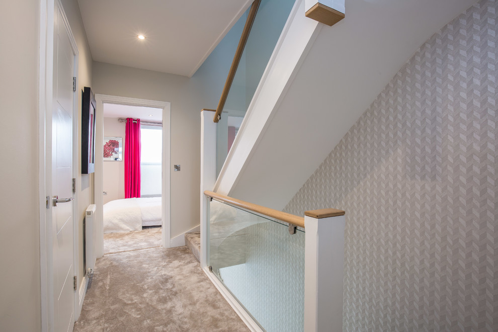 This is an example of a contemporary hallway in Hertfordshire.