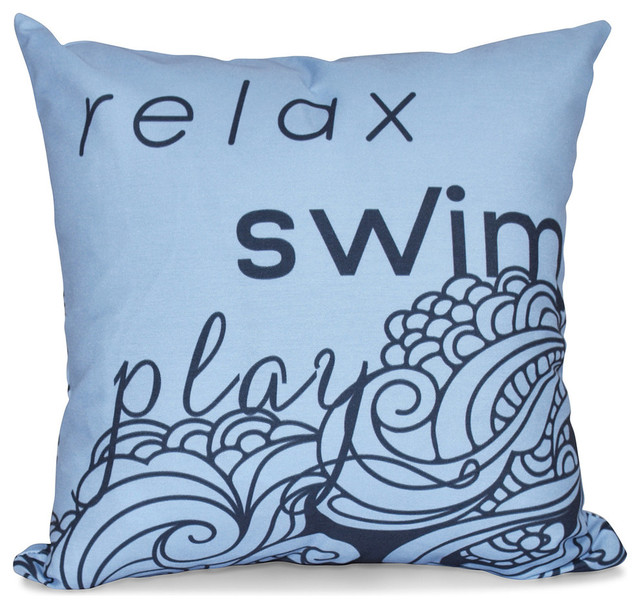 Blue Word Print E by design Decorative Pillow