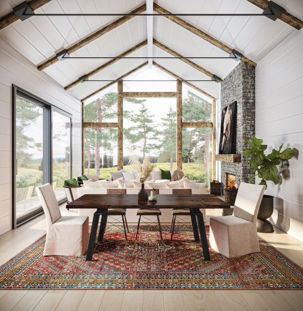 James + James 7’L x 37”W Fulton Table in Tobacco Rústico Comedor