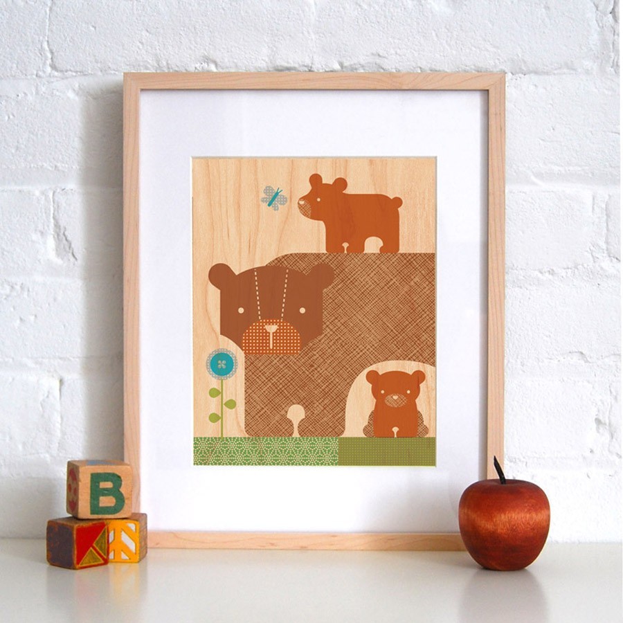 Petit Collage Bear Baby - Print on Wood