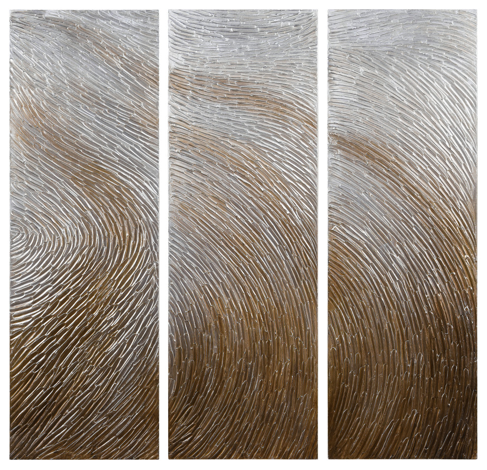 "Gold Waves" Abstract Wall Art Textured Metallic Hand Painted by Martin