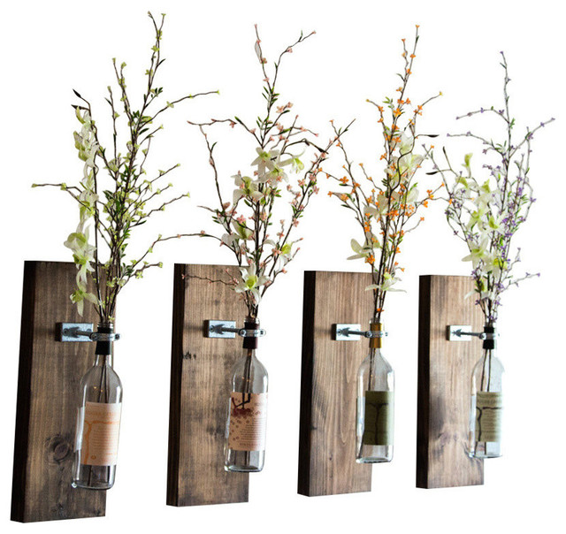 Wine Bottle Wall Vase Industrial Vases by Smokestack Studios