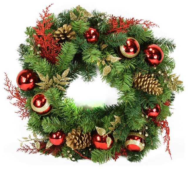 24 quot pre decorated red and gold artificial christmas wreath 24 quot pre decorated red and gold artificial christmas wreath