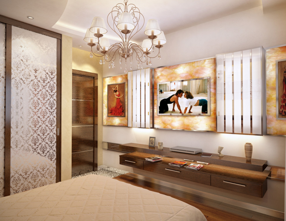 Дизайн проект квартиры в Новой Москве. Вид на спальню. Вар № 1