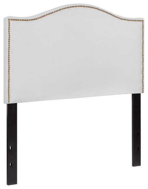 Lexington Upholstered Twin Size Headboard with Accent Nail Trim, White