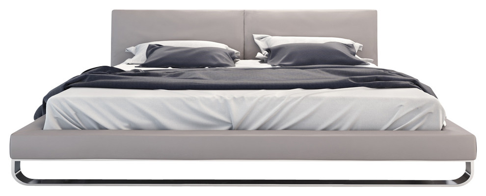 Chelsea Platform Bed in Warm Gray Leather