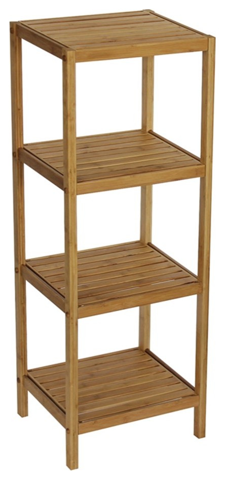 Gallerie Decor Natural Spa 4-Shelf Transitional Bamboo Tower in Natural