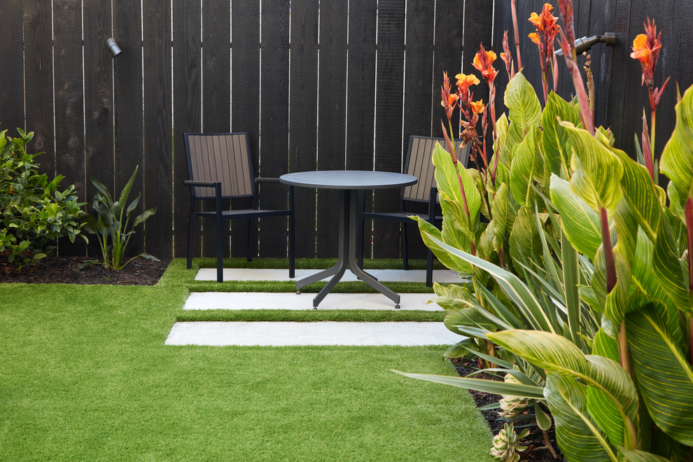 Photo of a mid-sized transitional backyard full sun garden in San Francisco with a garden path and concrete pavers.