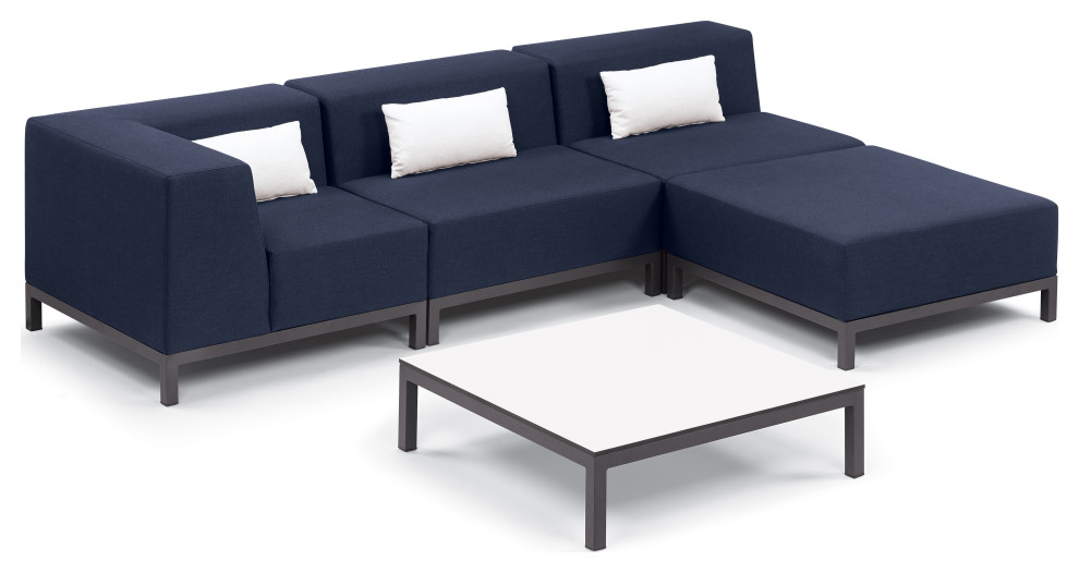 Koral 5Piece Modular Sectional Set, Carbon and Spectrum Indigo