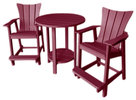 Phat Tommy Tall Bistro Table and Chairs Set, Outdoor Pub Table, Dkred