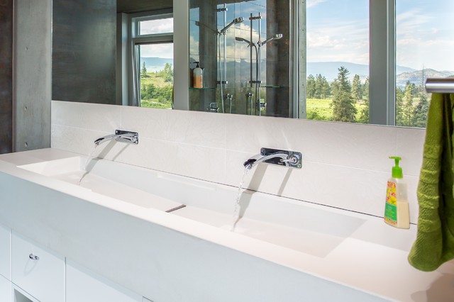 Custom Concrete Countertop With Integral Trough Sink