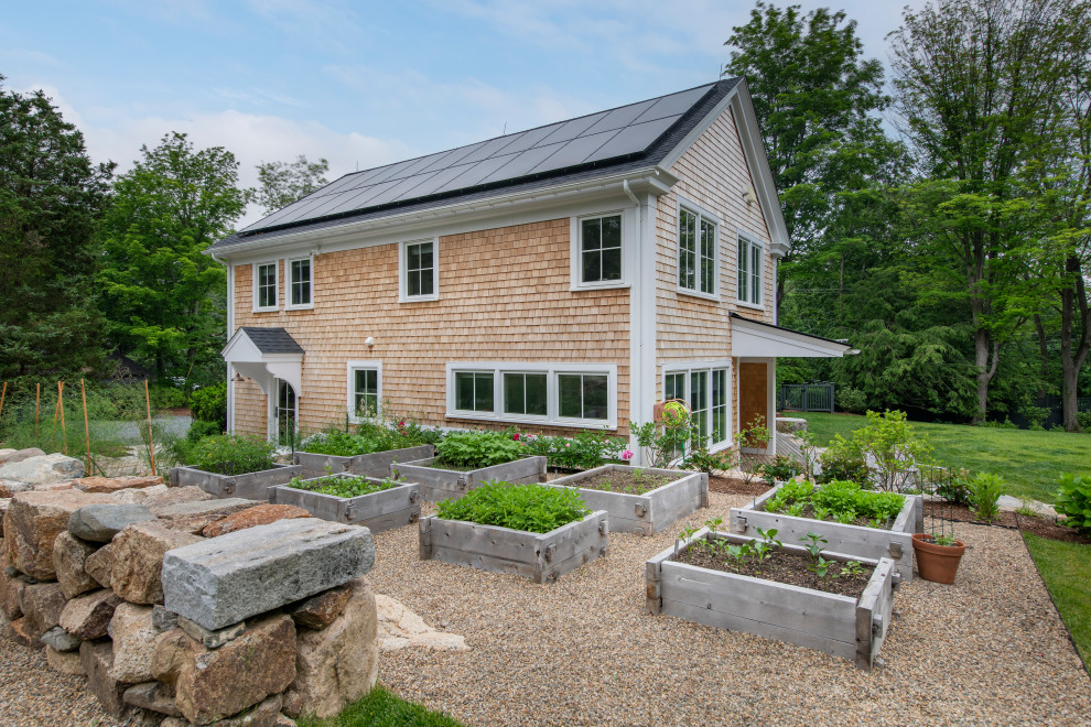 This is an example of a farmhouse landscaping in Boston.
