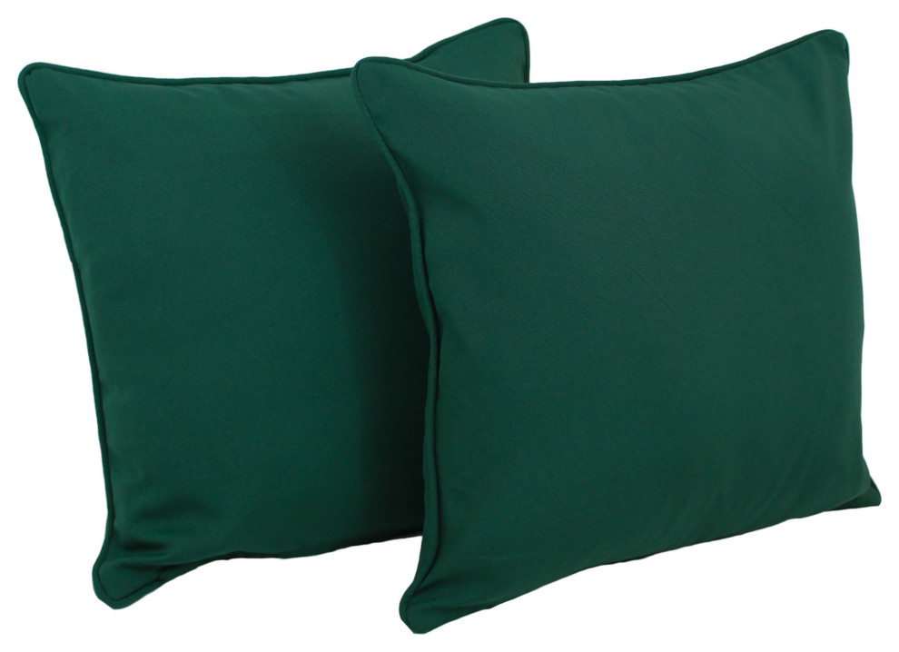 18" DoubleCorded Solid Twill Square Throw Pillows, Set of 2, Forest
