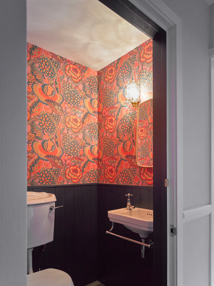 Design ideas for an eclectic powder room in London.