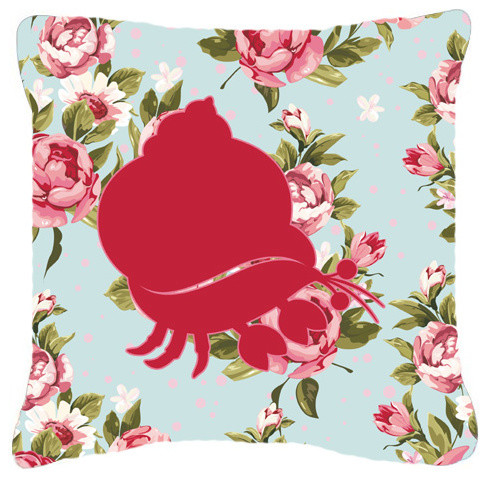 Hermit Crab Shabby Chic Blue Roses Fabric Decorative Pillow, BB1102