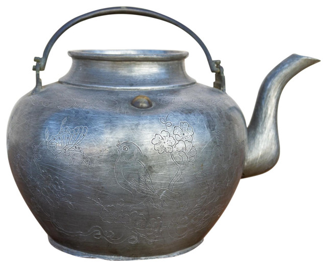 Antique Pewter Tea Kettle Asian Kettles by Decor Houzz