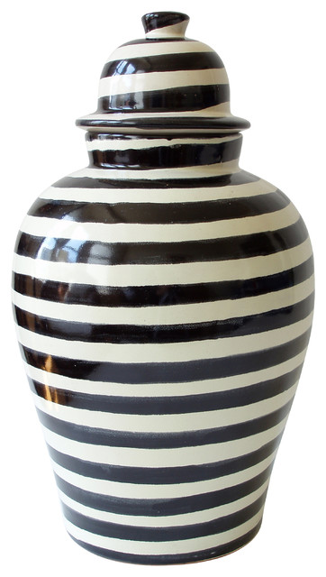 Tibor Ginger Jar, Black, Striped