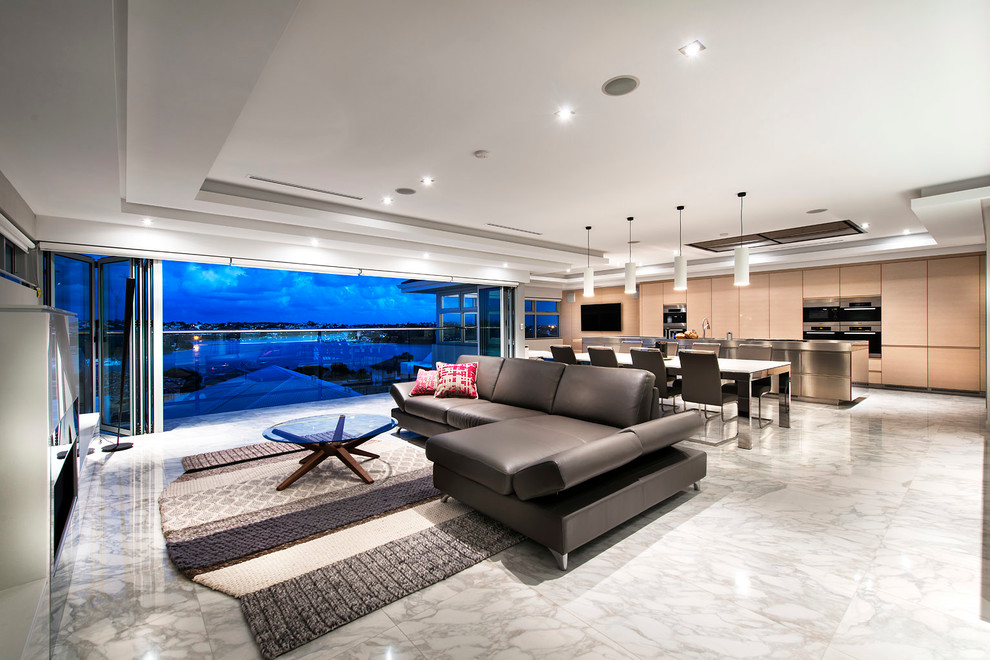 Design ideas for a contemporary living room in Perth.