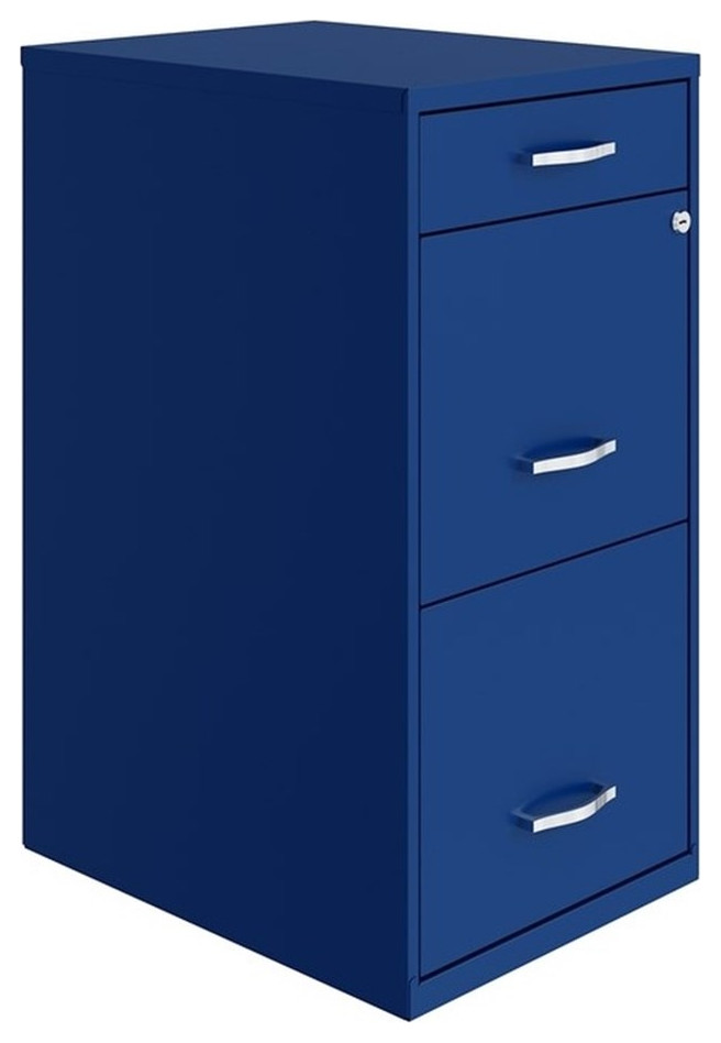 Pemberly Row 18" 3Drawer Modern Metal Organizer File in Blue