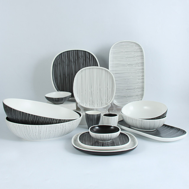 Black and White Dinnerware set Contemporary Dinnerware Sets by