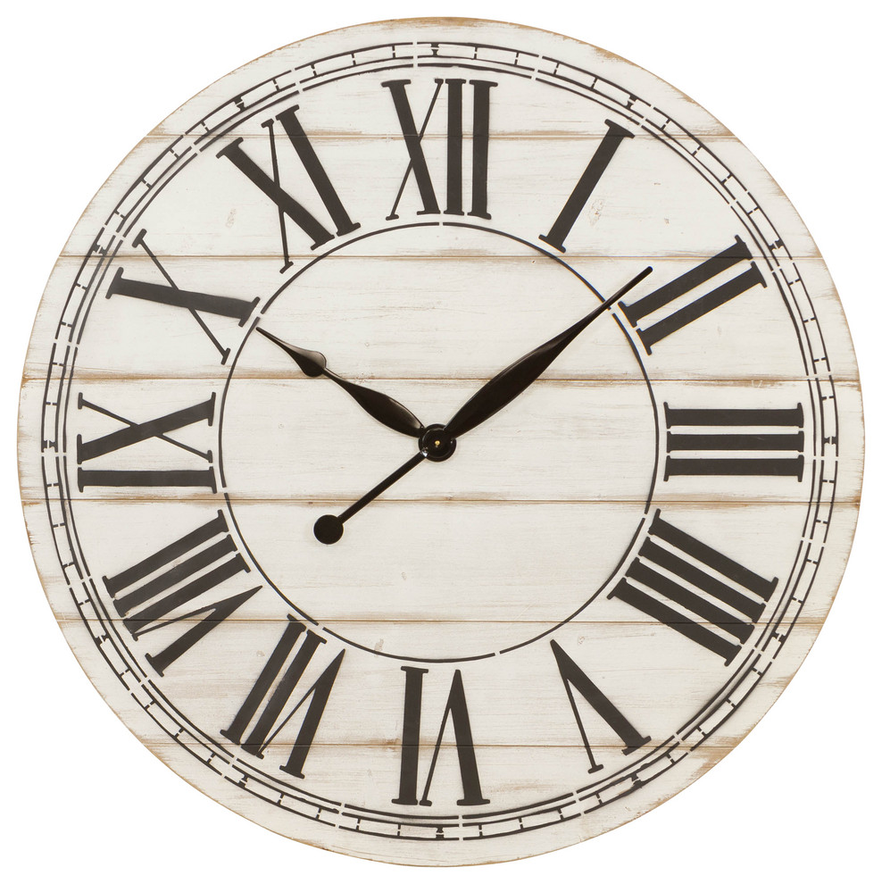 Renata Oversize Shiplap Wall Clock Farmhouse Wall Clocks By Aspire Home Accents