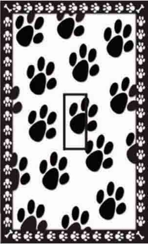 WHITE PAW PRINTS ON GRAY ~  LIGHT SWITCH COVER PLATE 