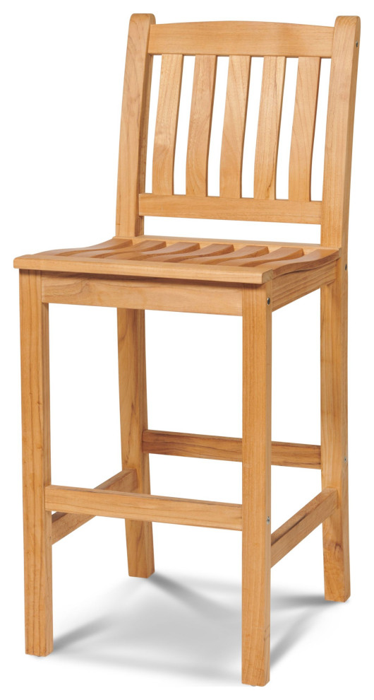 Michele Teak Outdoor Bar Chair Transitional Outdoor Bar Stools And