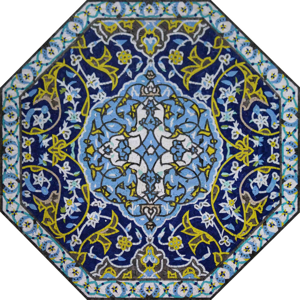 Mosaic Wall Art Octagon Geometric Design, 72" x 72" Traditional