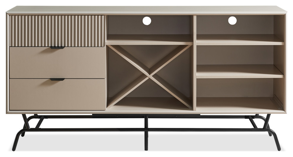 Danel Light Taupe TV Stand Fits TV's up to 65, With 3Drawers and 4