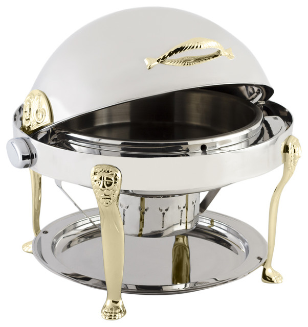 Stainless Steel Round Chafer With Lion Legs Traditional Chafing Stainless Steel Round Chafer With Lion Legs