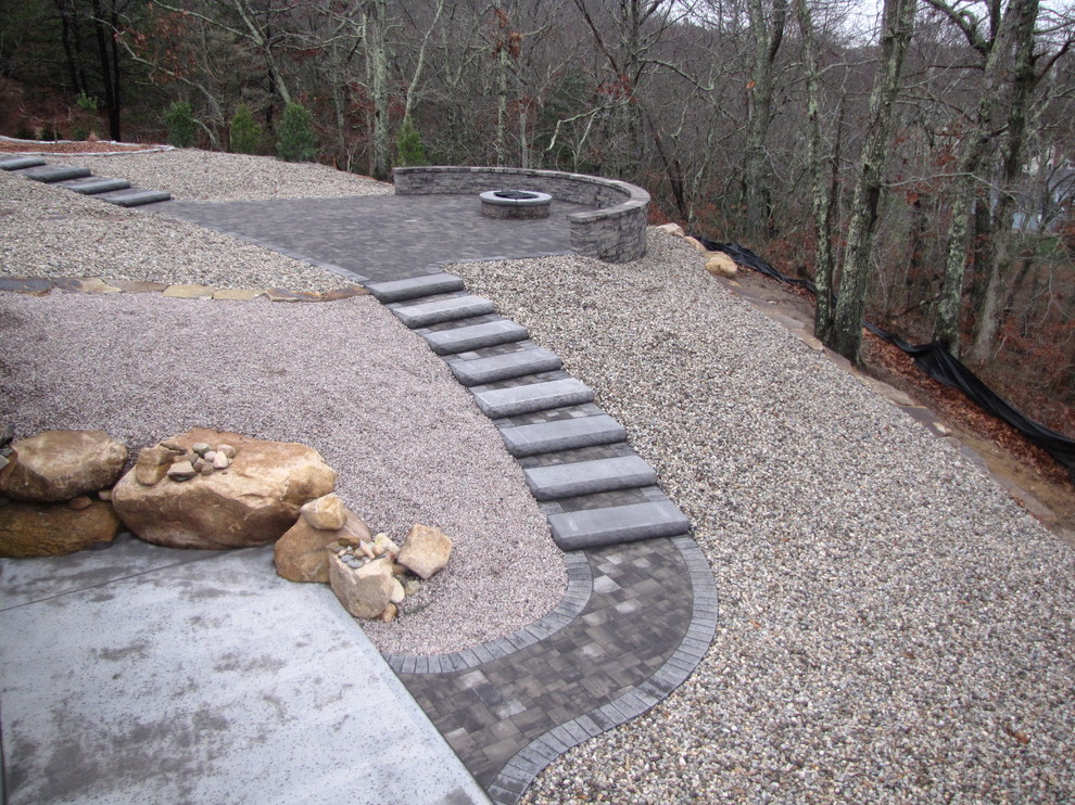 Mid-sized mountain style staircase photo in Providence