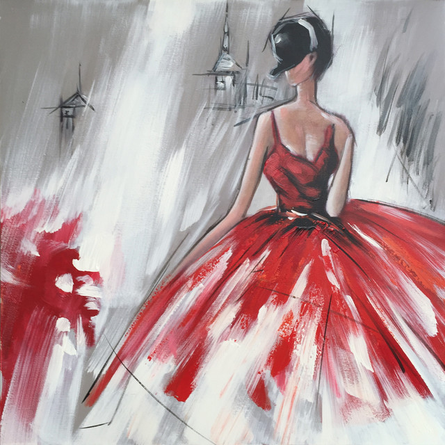 Abstract Hand Painted Dancing In Red Dress Ii Oil Painting Abstract Hand Painted Dancing In Red Dress Ii Oil Painting Contemporary Paintings By International Image Canvas