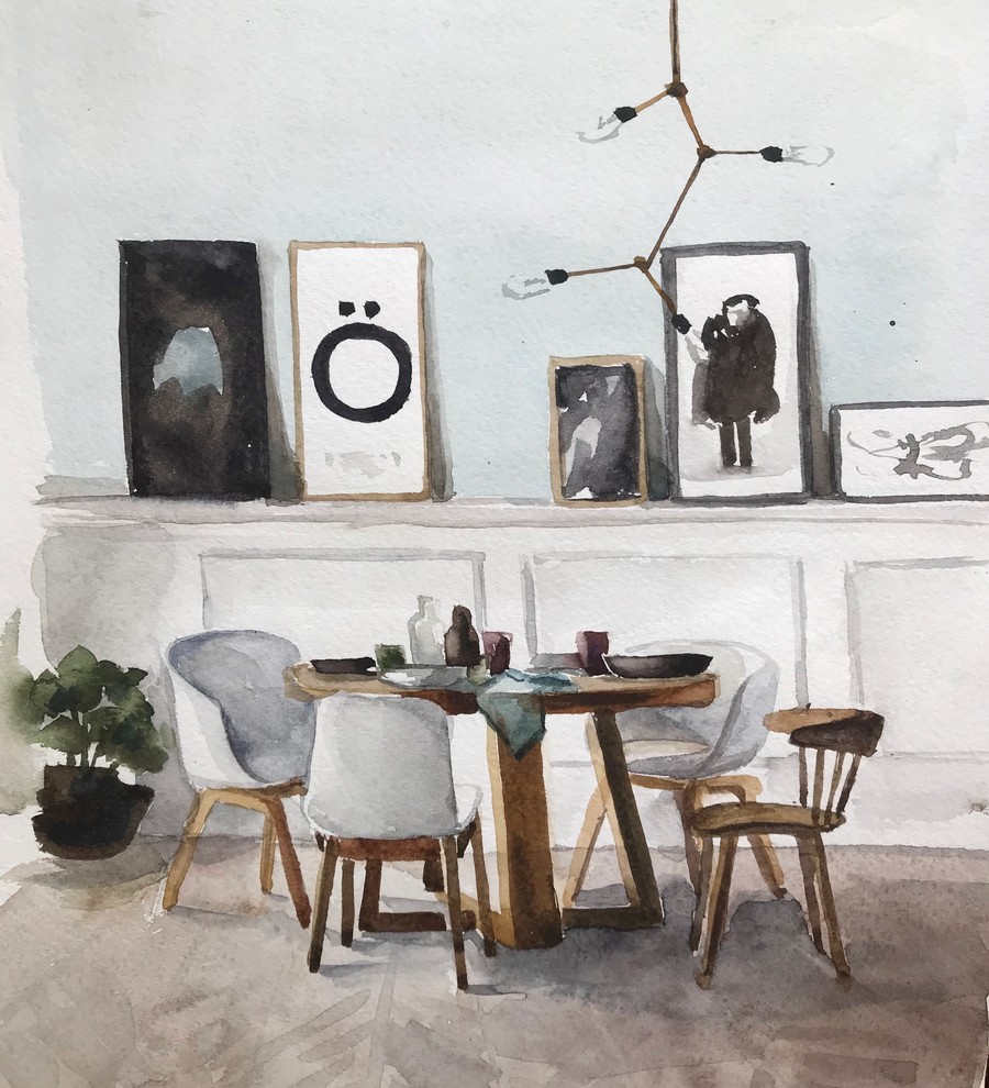 Акварельные эскизы интерьеров