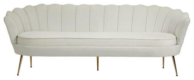 Gardenia  Velvet Upholstered Sofa, Cream