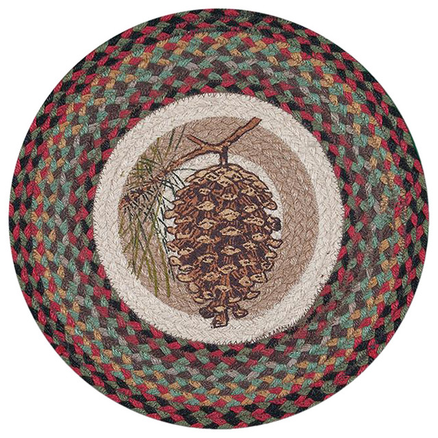 Pinecone Round Chair Pad, 15.5"x15.5" Rustic Seat Cushions by