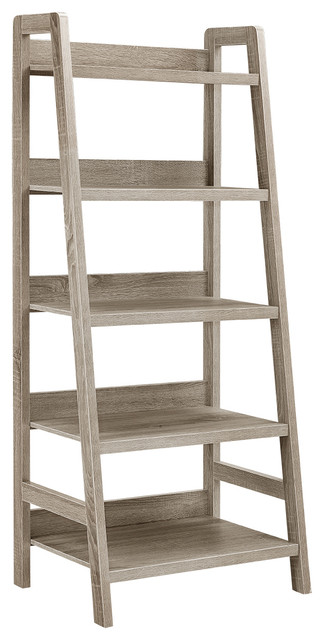 Tracey Ladder Bookcase, 25W X 17.99D X 60H, Gray
