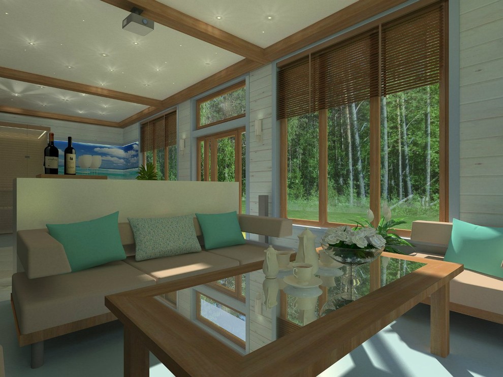 Дизайн комнаты отдыха с сауной и бассеином