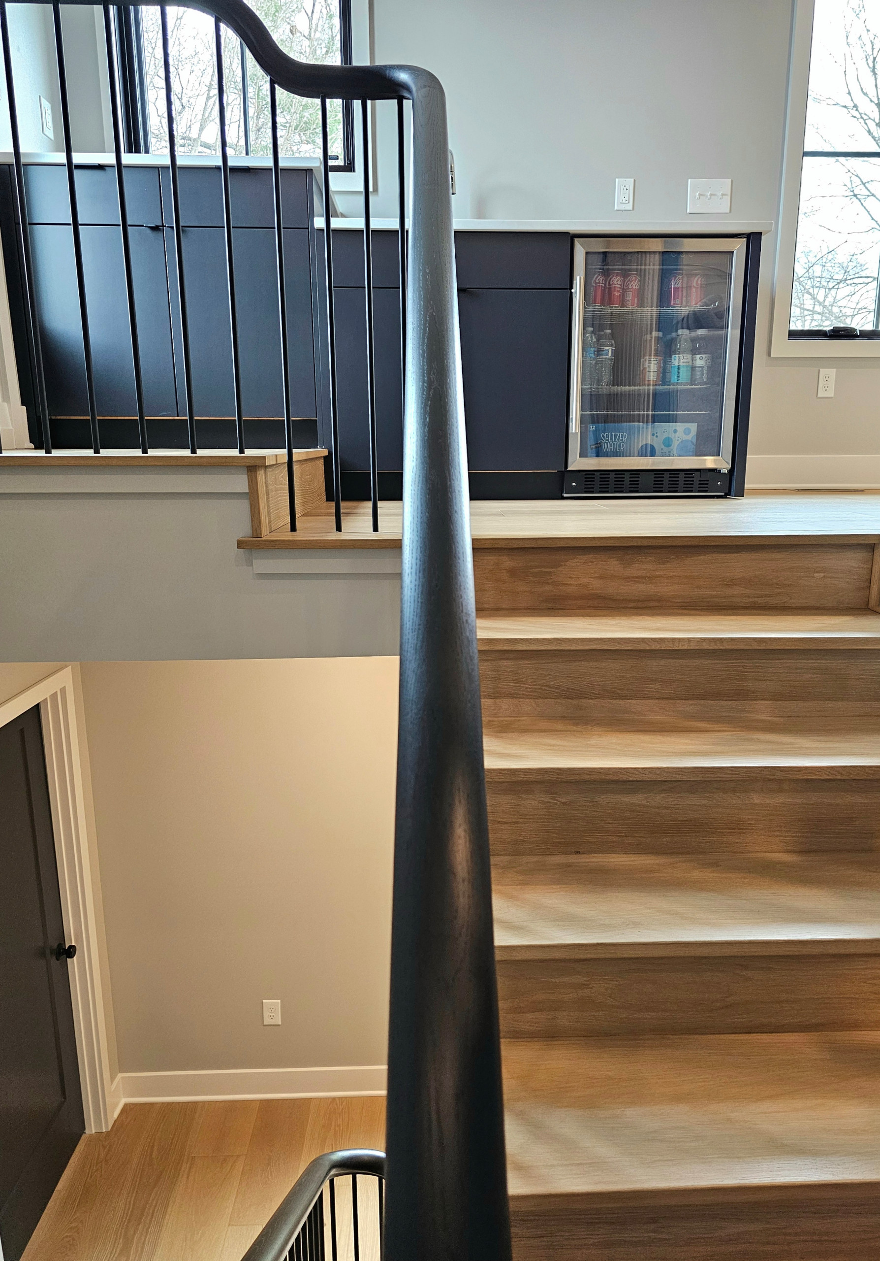 115_Stunning Continuous Rail System on 3 Story Floating Stairs; Arlington, VA 22