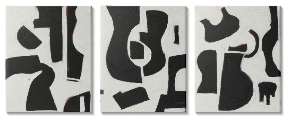 Abstracted Guitar Shapes Traditional Black White3-Piece, 24x30