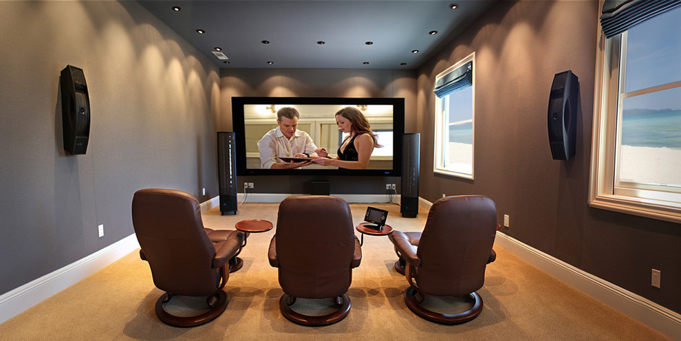 Inspiration for a home theater remodel in Orange County