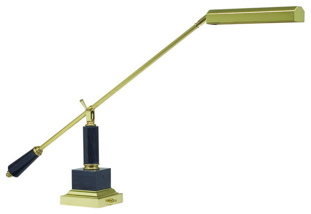 Counter Balance Polished Brass and Black Marble Piano/Desk Lamp