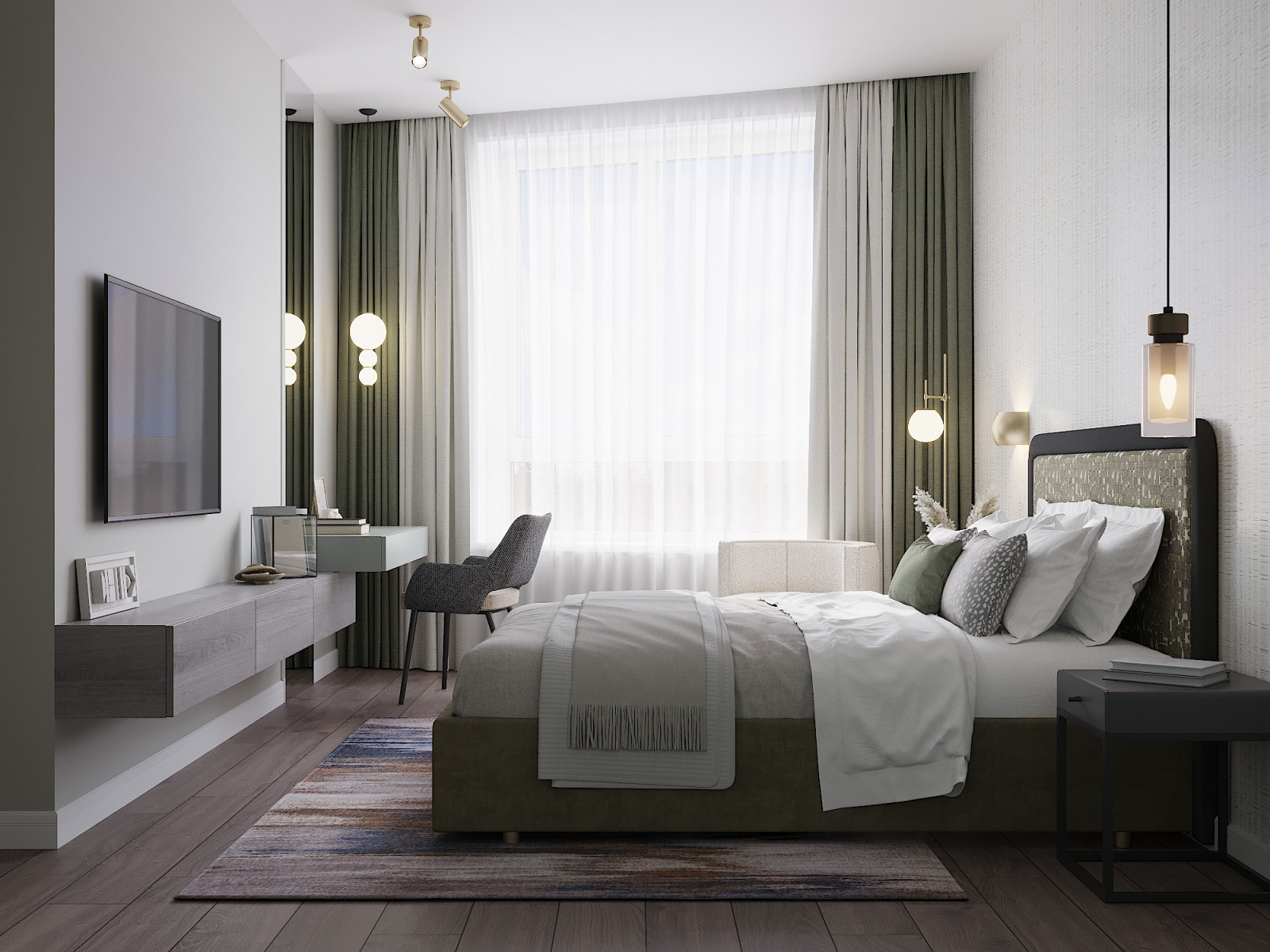 квартира с зеленым диваном