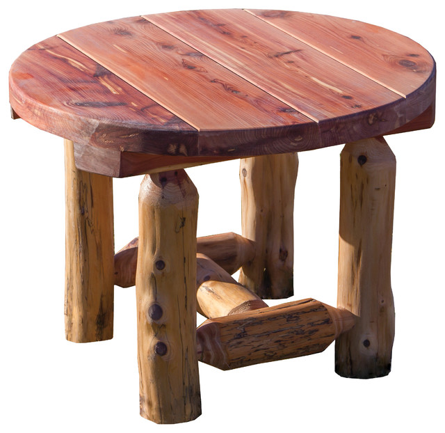 Red Cedar Log Outdoor Round Side Table