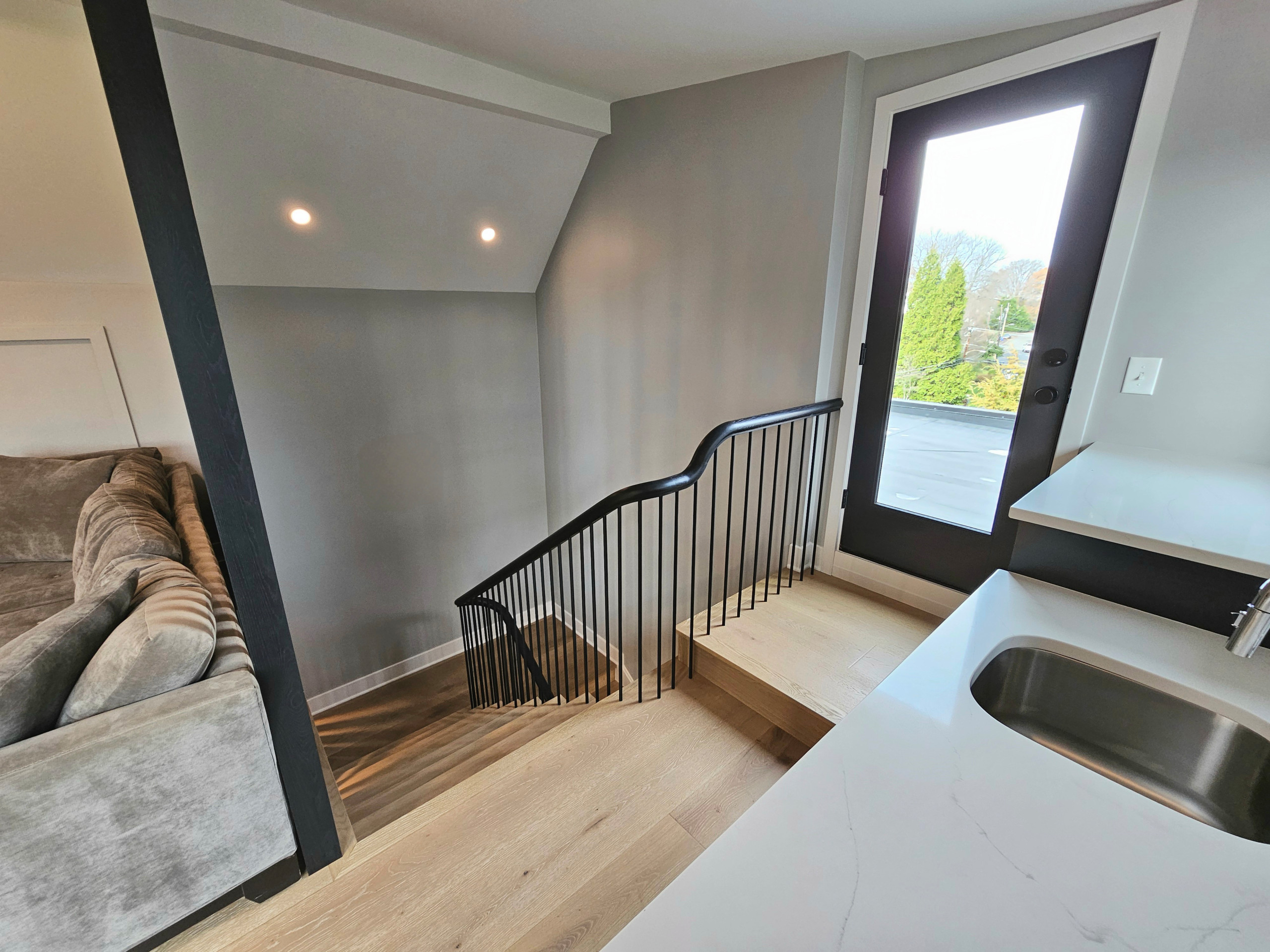 115_Stunning Continuous Rail System on 3 Story Floating Stairs; Arlington, VA 22