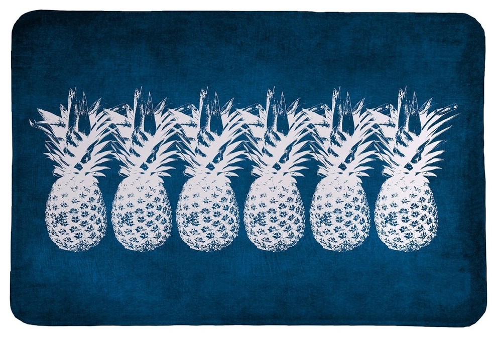 Indigo Pineapples Memory Foam Rug, 2'x3'