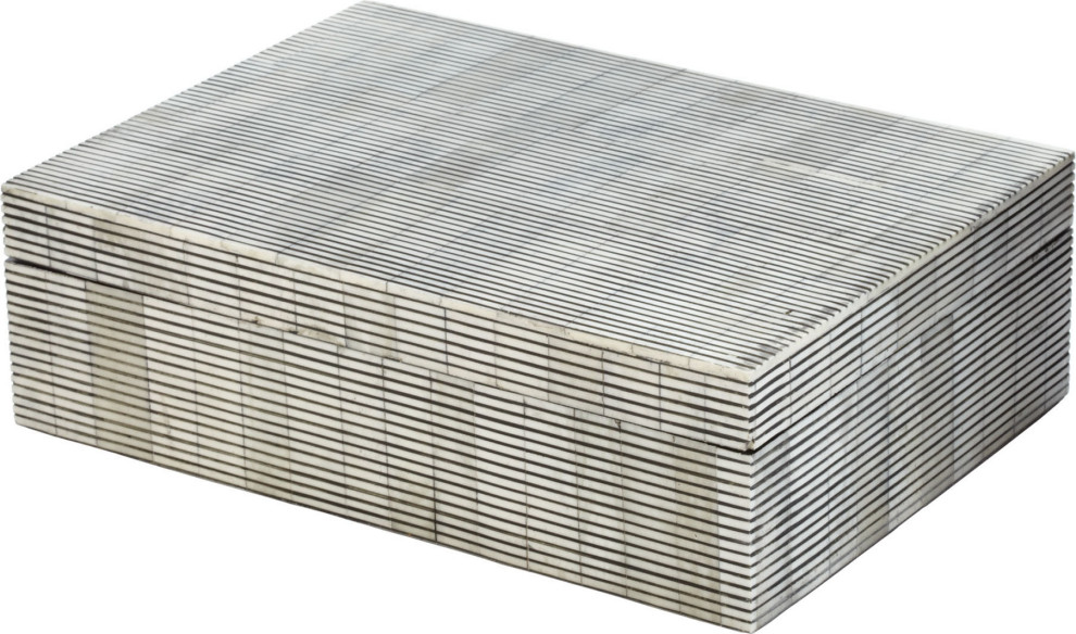 Pin Stripe Bone Box, Gray, 7"x10"x3"